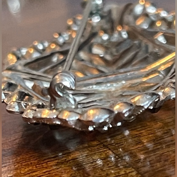 Vintage Art Deco Pavé Brooch 1920s-40s ✨ Blue Baguettes & Clear Rhinestones ✨ - Picture 11 of 12